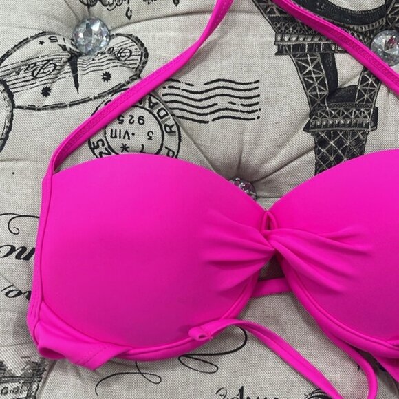 California Waves Raspberry Juniors' Strappy Push-Up Top - Picture 4 of 8